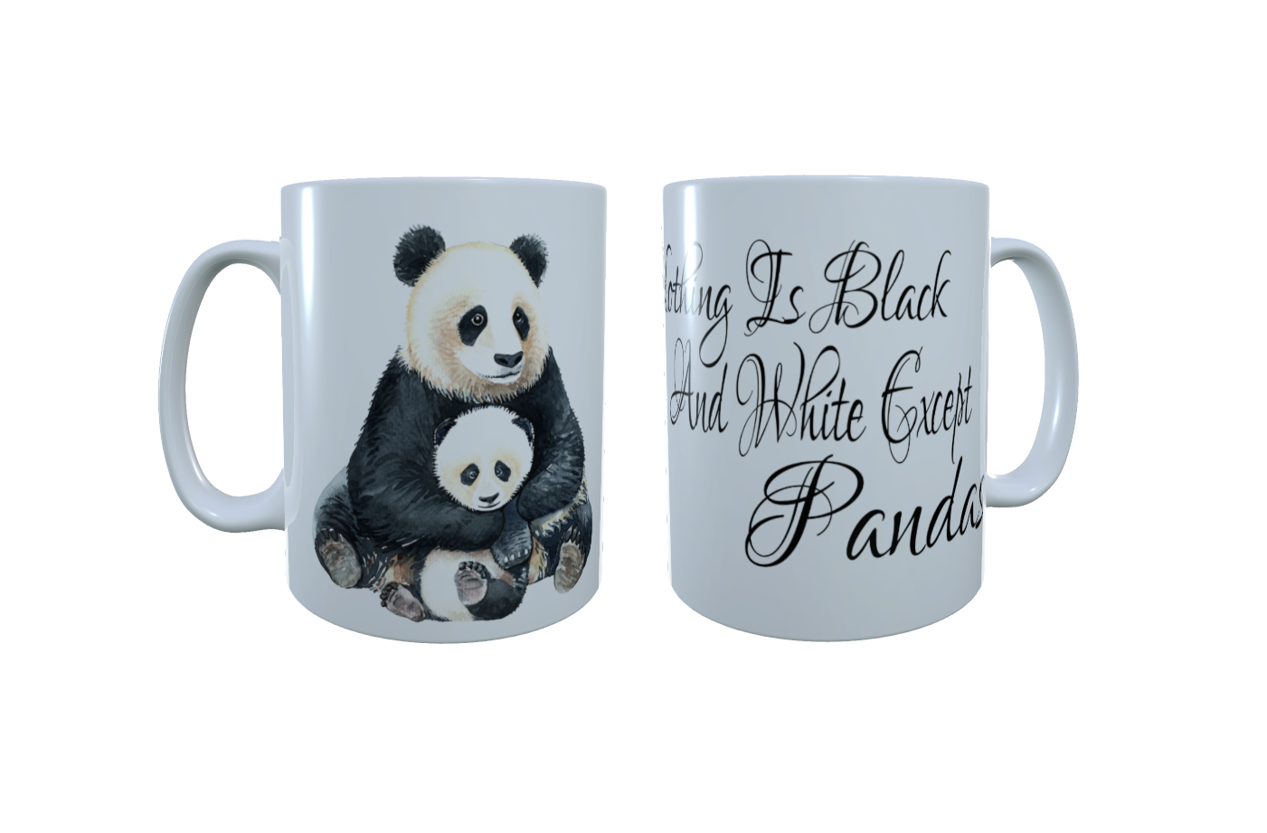 Panda Ceramic Mug, Baby Panda & Mum Mug, Panda Latte Mug